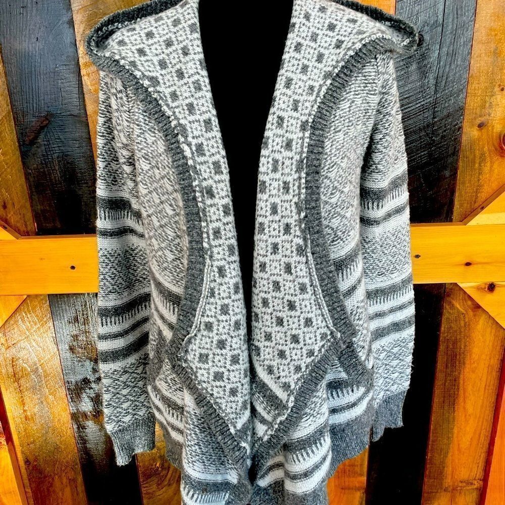 ABERCROMBIE & Fitch knit hoodie sweater, open cardigan and flyaway style, size S